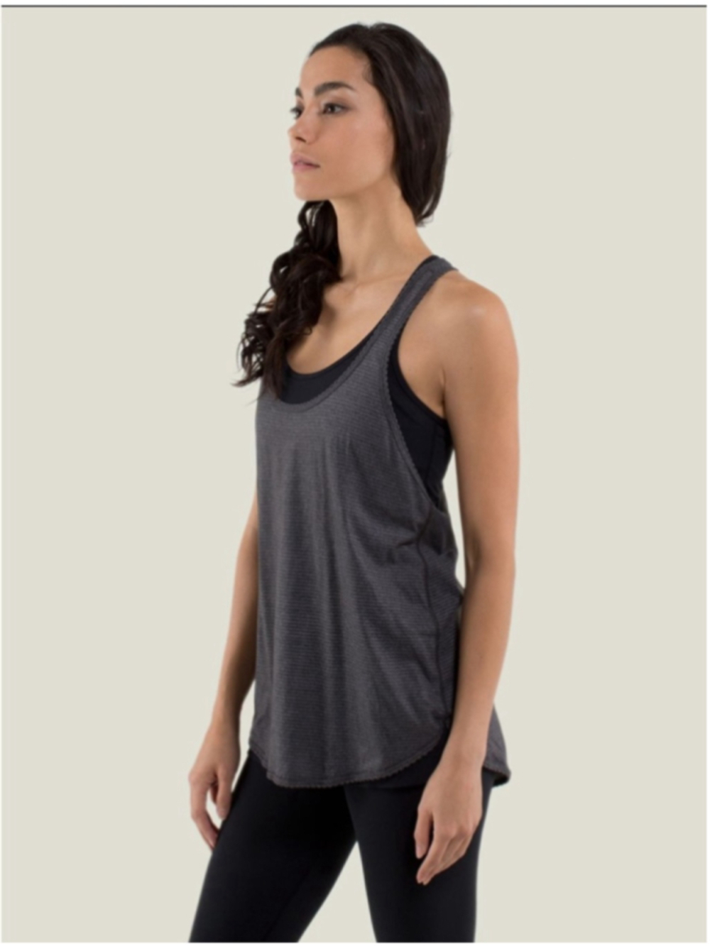 Lululemon tank top 105 F Singlet *Silver
Heathered Dark flowy gym workout sz sm
